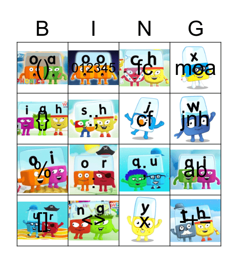 Alphablocks Bingo Phase 3 Bingo Card