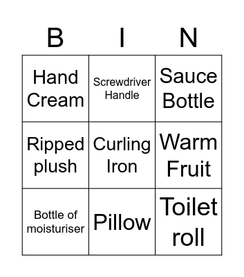 Objects Seth has used for sexual pleasure Bingo Card