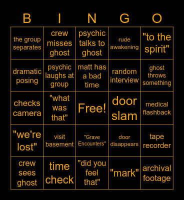 Miguel's Spooky Actual Horror Special Bingo Card