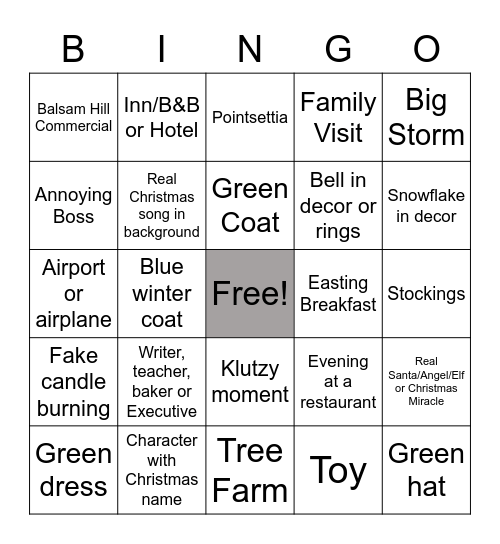 Hallmark Bingo Card