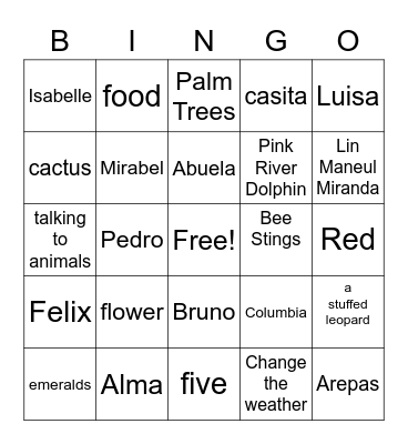 Encanto Bingo Card