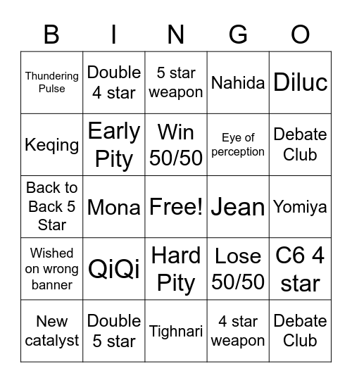 Yoimiya Pulls Bingo Card