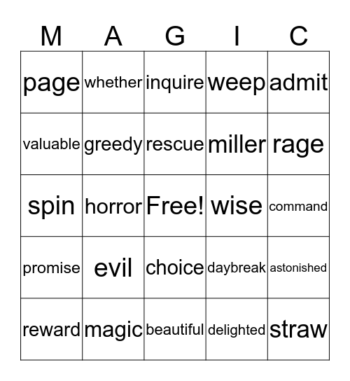Fairytales Bingo Card