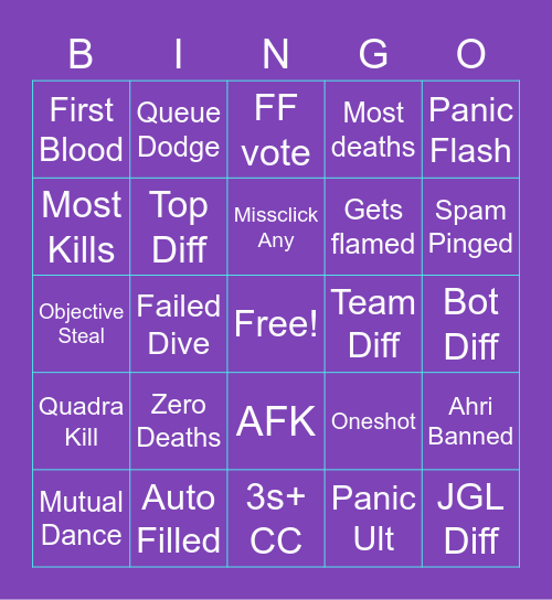Eillax (LoL) Bingo Card