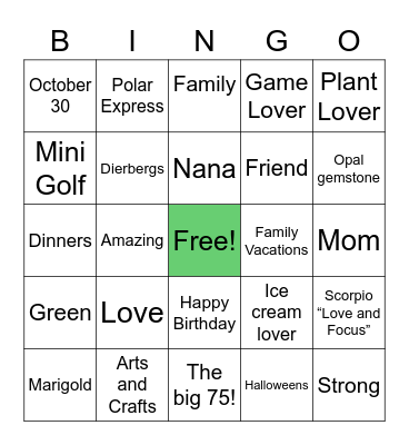 Happy Birthday Bingo Card