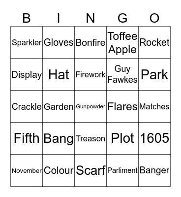 Fireworks Bingo Card