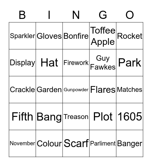Fireworks Bingo Card