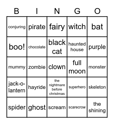 halloween bingo! Bingo Card
