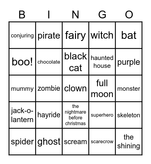 halloween bingo! Bingo Card