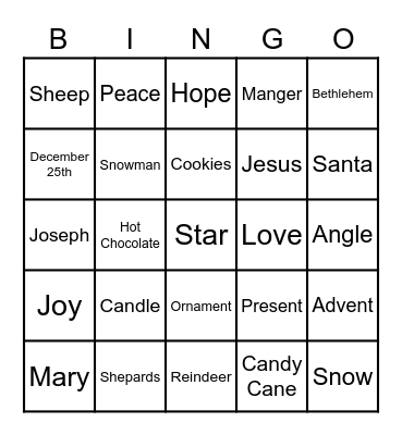 Christmas Advent Bingo Card