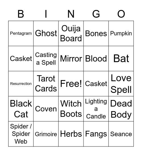Practical Magic Bingo Card