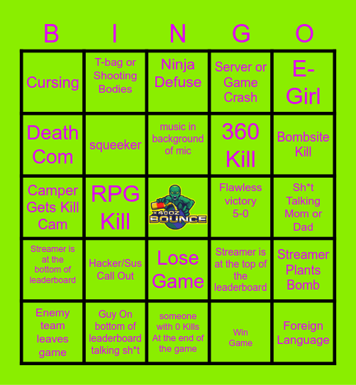 Call Of Duty Search And Destroy Bingo Card