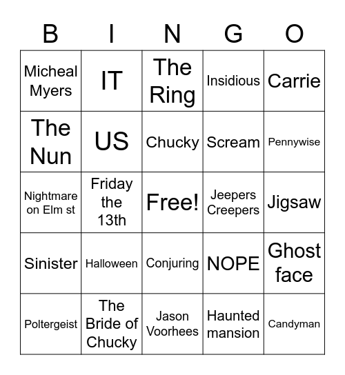 Haunted Bingo Card