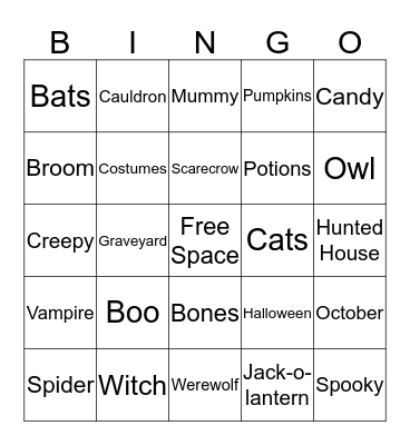 Halloween Bingo Card