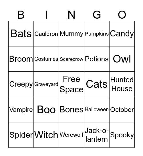 Halloween Bingo Card