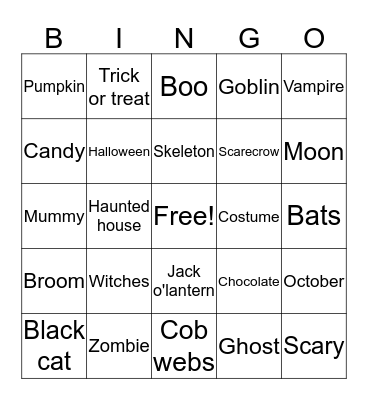 HALLOWEEN  Bingo Card