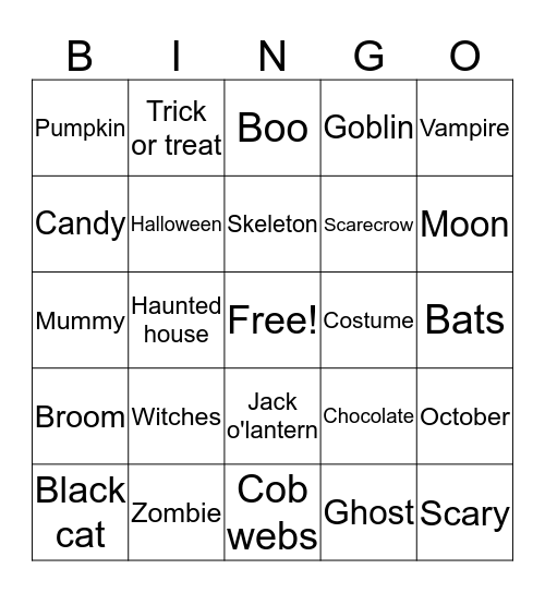 HALLOWEEN  Bingo Card