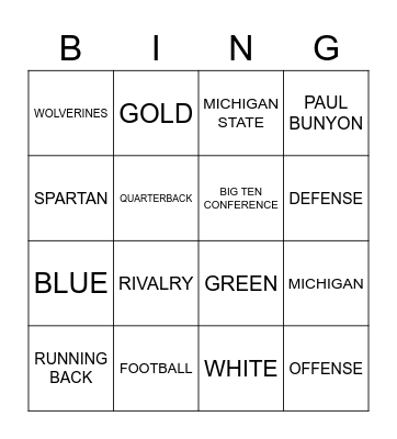 MICHIGAN - MICHIGAN STATE Bingo Card