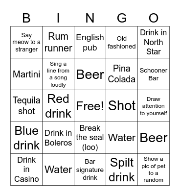 Pub crawl bingo Card