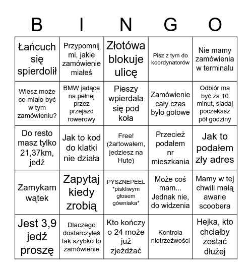 Pyszne bingo Card