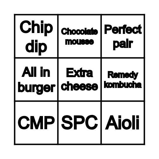 NANDOS BINGO Card