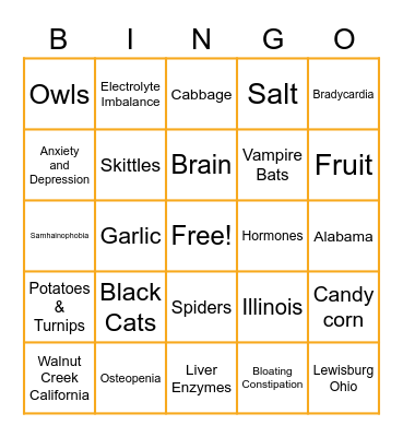 Halloween Health Group Bingo Card