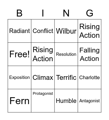 Charlotte's Web Bingo Card