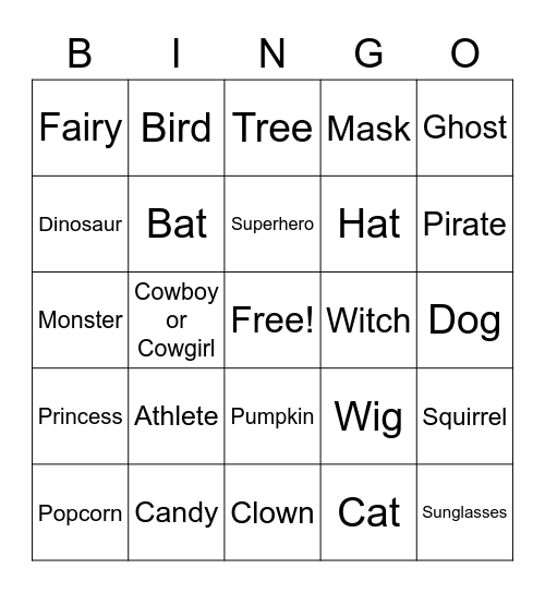 Trunk or Treat - Words Bingo Card