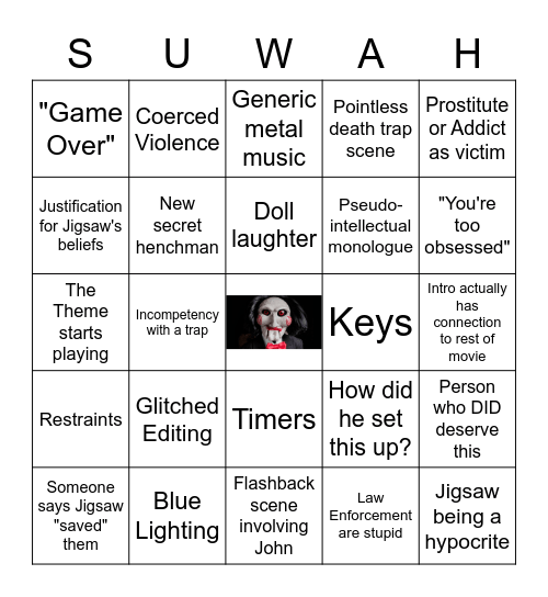 Saw Bingo Bonanza Bingo Card