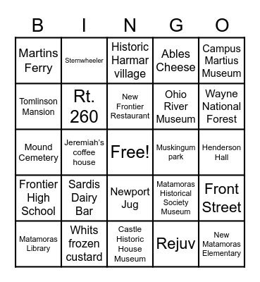 Landmark Bingo Card