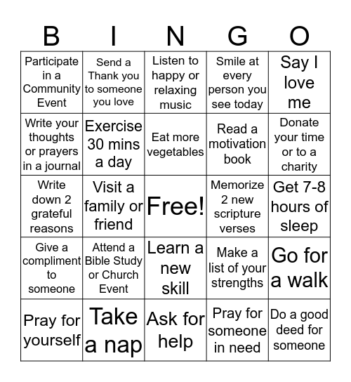 Feed Your Soul Bingo Card