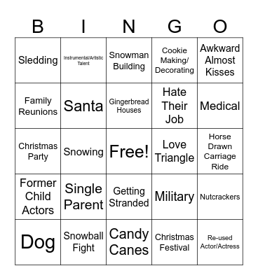 Hallmark Christmas Movie Bingo Card