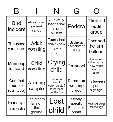 Disney Bingo Card