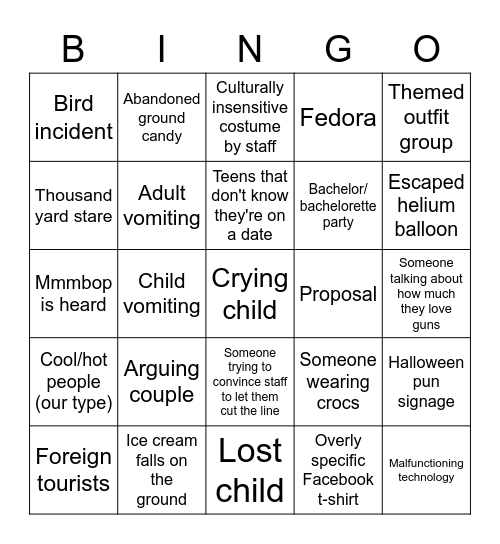 Disney Bingo Card