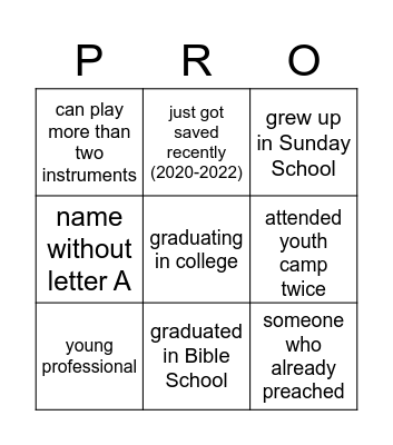HUMAN BINGO Card