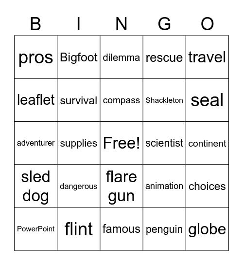 Unit 1 Vocabulary Bingo Card