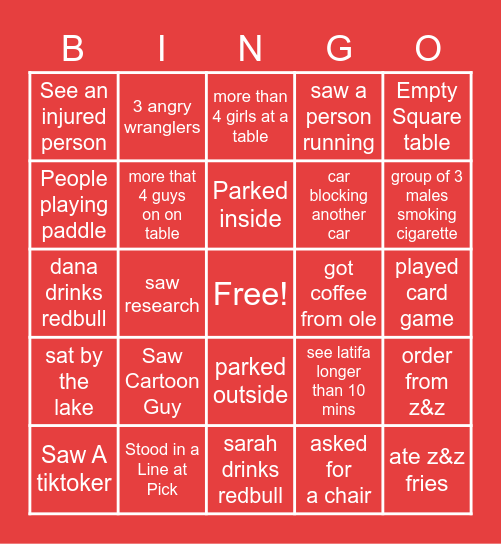 rooster bingo Card