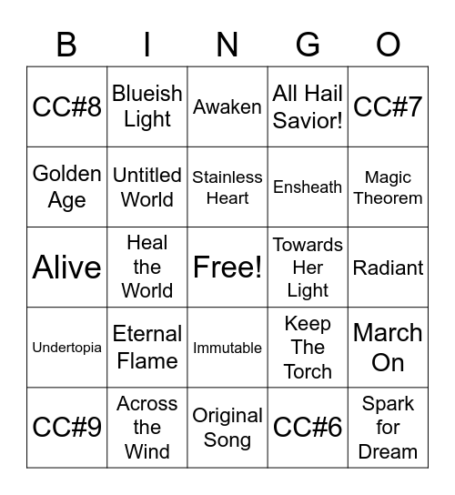 2022 Arknights Ambiance Synesthesia Bingo Card