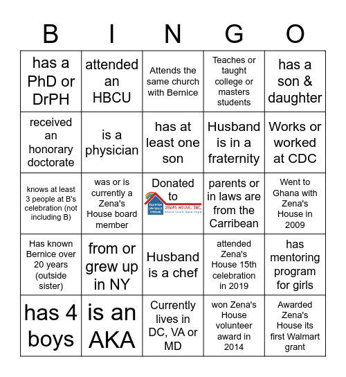 All About Bernice's Friends!!! Bingo Card