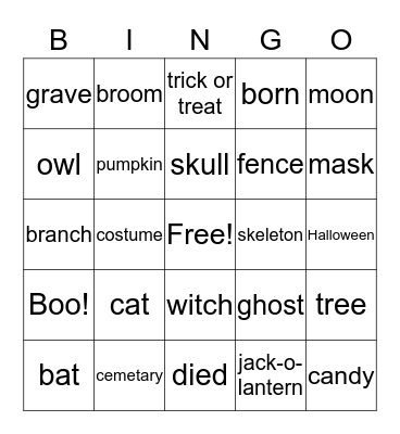 Halloween Bingo Card
