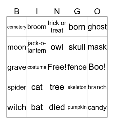 Halloween Bingo! Bingo Card