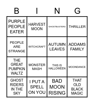 HALLOWEEN MUSICAL BINGO Card