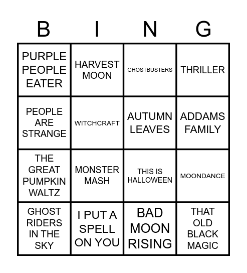 HALLOWEEN MUSICAL BINGO Card