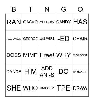 Halloween Bingo Card