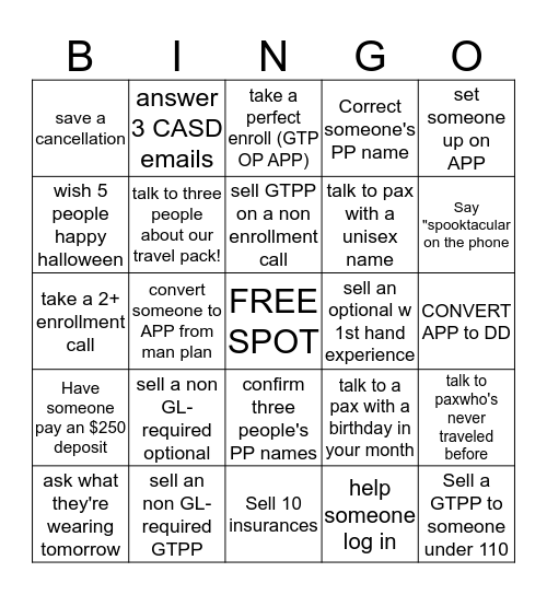 CASD HALLOWEEN BINGO!!!!! Bingo Card