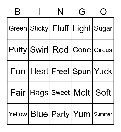 Cotton Candy Bingo Card