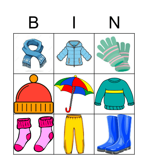 Week 1/2 words Bingo Card