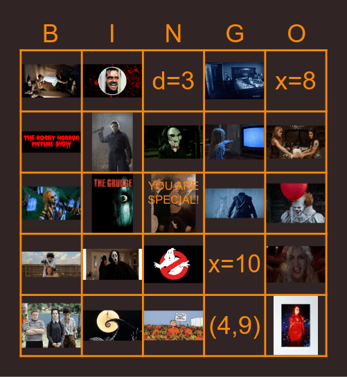Halloween Math Movie Bingo Card