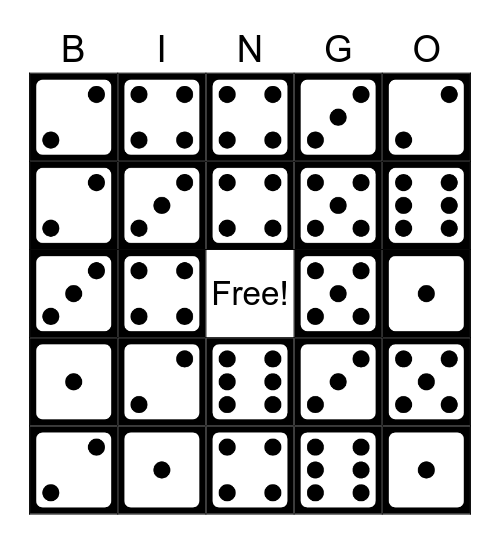Free Printable Dice Bingo Cards