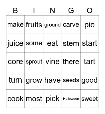 Apples & Pumpkins Bingo Card